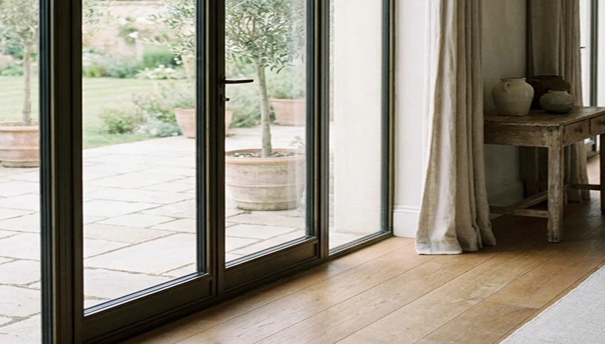 Glazed patio doors in a private residence