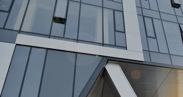 Modern facade with protective glazing